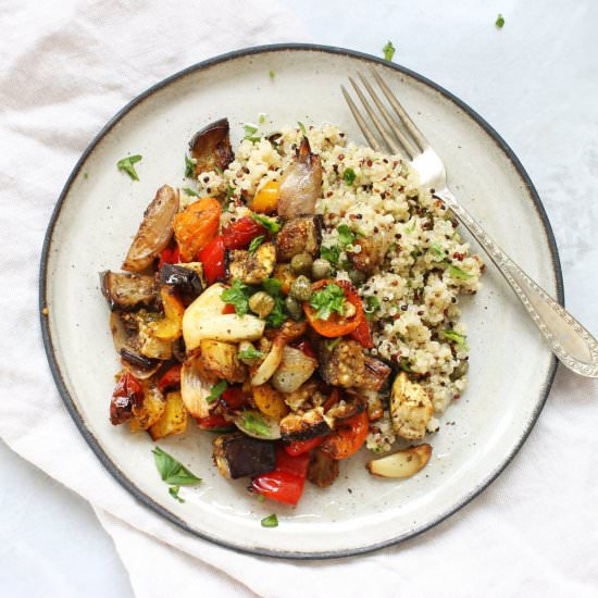 Roasted vegetable and quinoa salad - Recipe photo by Beloved Kitchen