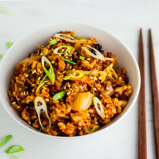 Kimchi Fried Rice with Soy Chorizo - Recipe photo by George Ahmed