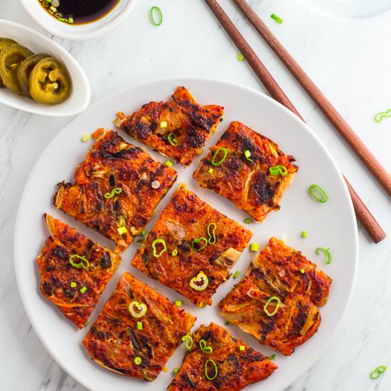 Vegan Korean Kimchi Pancakes - Recipe photo by George Ahmed