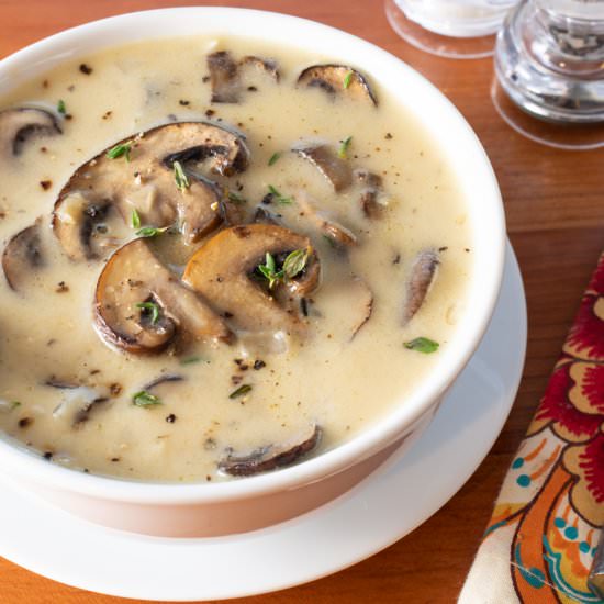 Creamy Roasted Mushroom Soup - Recipe photo by For the Love of Cooking