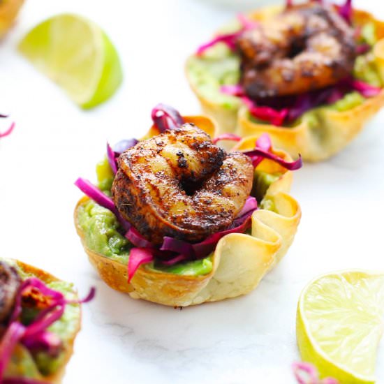 Quick & Easy Shrimp Taco Wonton Cup - Recipe photo by Zestedlemon