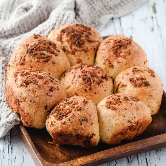 Garlic Parmesan Dinner Rolls - Recipe photo by cookedbyjulie