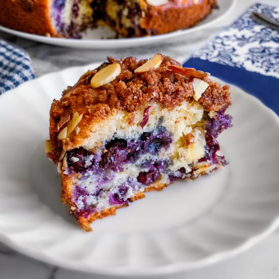 Moist Almond Blueberry Coffee Cake - Recipe photo by EasycookingwithMolly
