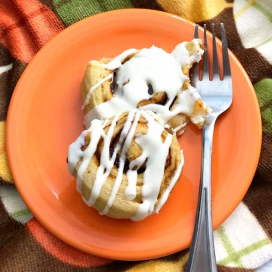 Shortcut Pumpkin Cinnamon Rolls - Recipe photo by Skinny Sweets