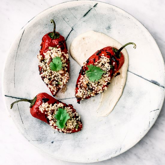 Quinoa and Mushroom Stuffed Peppers - Recipe photo by evashiva