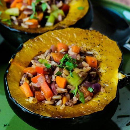 Vegan Stuffed Acorn Squash - Recipe photo by keepingthepeas