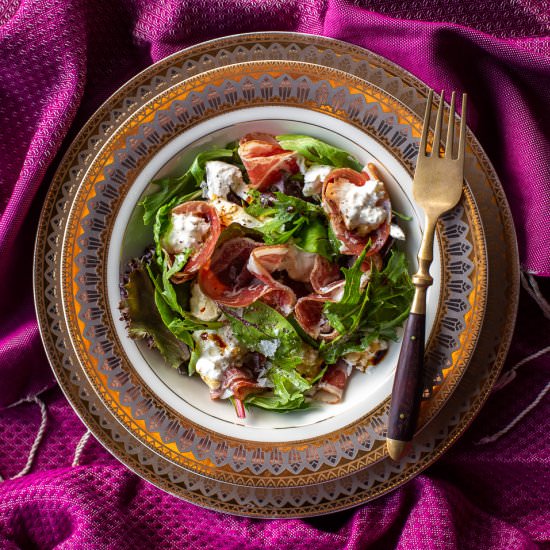 Burrata and Coppa Salad with Greens - Recipe photo by primalwellnesscoach