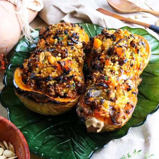 Couscous stuffed squash - Recipe photo by aVegTasteFromAtoZ