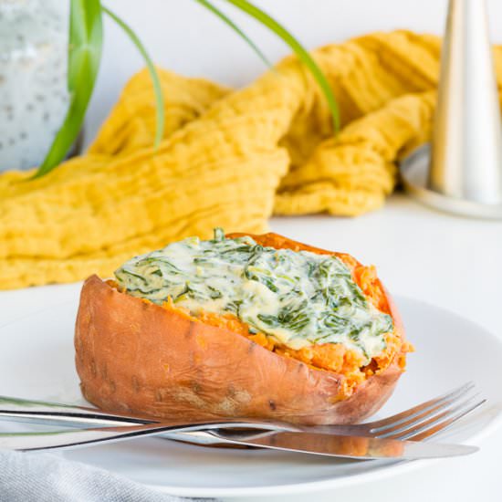 Sweet Potatoes With Creamed Spinach - Recipe photo by cleanfooddirtygirl