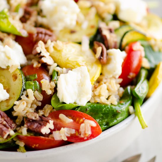 Honey Feta Squash Brown Rice Salad - Recipe photo by The Creative Bite
