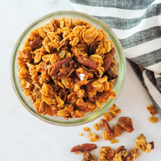 Pumpkin Pecan Cinnamon Granola - Recipe photo by Fresh Fit Kitchen