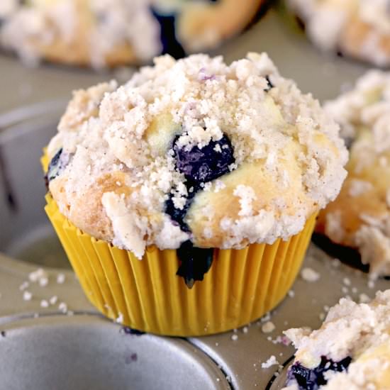Blueberry muffins with streusel - Recipe photo by ruchiskitchen