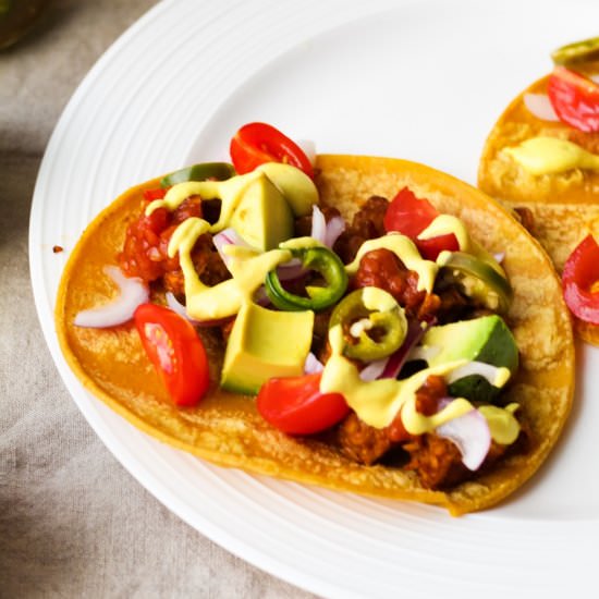 Cali Tempeh Tacos with Cashew Queso - Recipe photo by upbeetkitchen