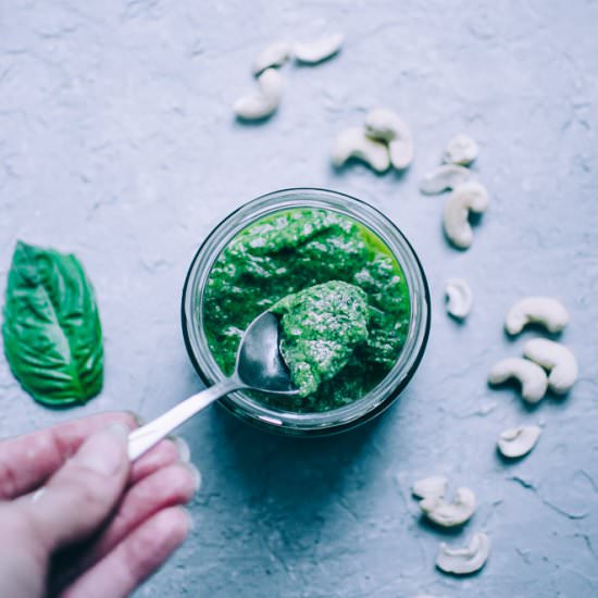 Easy Vegan Cashew Pesto Recipe - Recipe photo by moon and spoon and yum.
