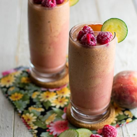 Peach Raspberry Surprise Smoothie - Recipe photo by a meal in mind