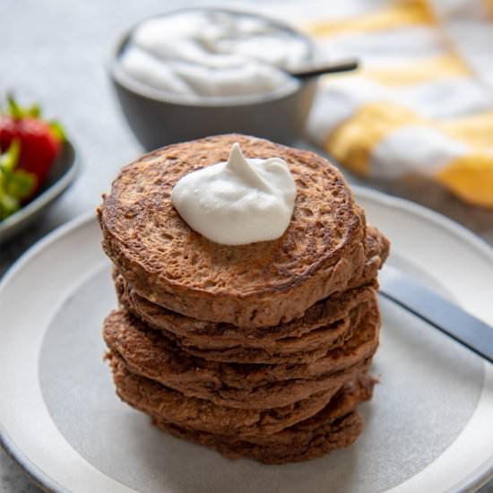 Chocolate Keto Protein Pancakes - Recipe photo by Appetite For Energy