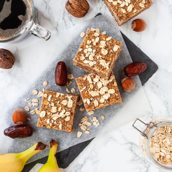 Banana and Date Flapjacks - Recipe photo by foodaciously