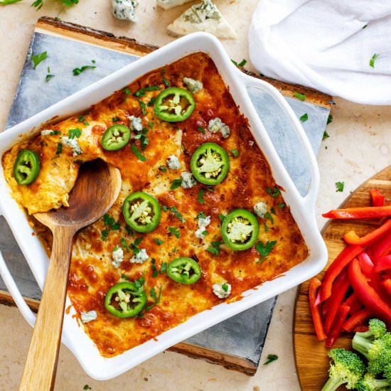 Low Carb Buffalo Chicken Dip - Recipe photo by KickingCarbs
