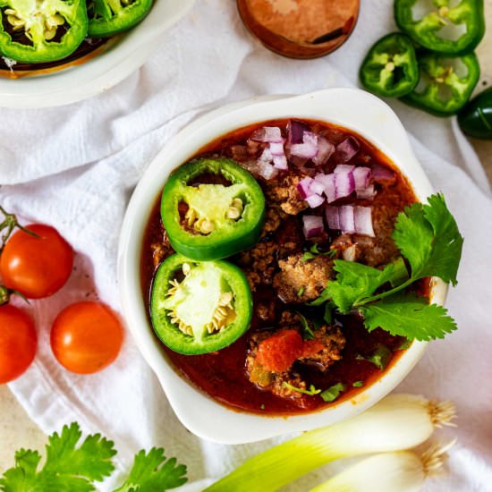 Low Carb Chili - Recipe photo by KickingCarbs