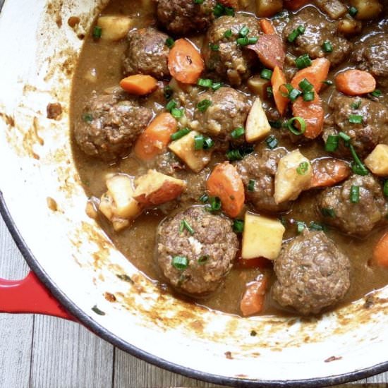 Comforting Cajun Meatball Stew - Recipe photo by Louisiana Woman Blog