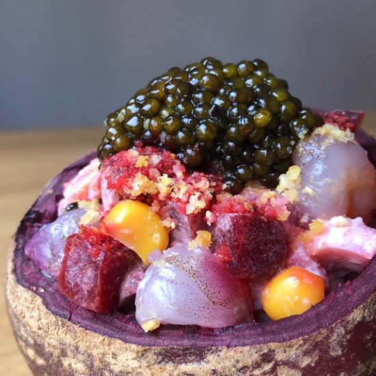 Beetroot, prawn and caviar salad - Recipe photo by elcoladorchino
