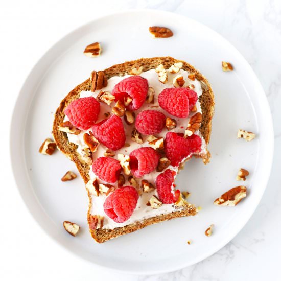 Raspberry Cream Cheese Toast - Recipe photo by Zestedlemon