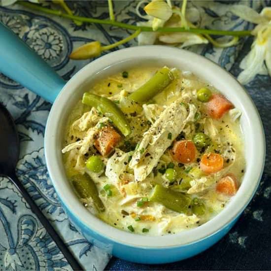 Low Carb Chicken Pot Pie Soup - Recipe photo by twosleeevers
