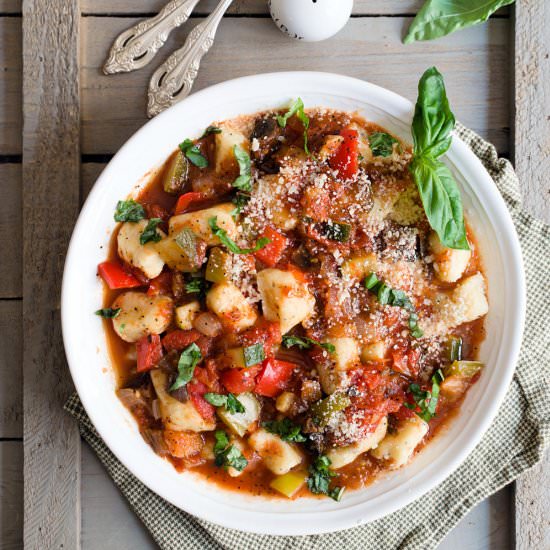 Ricotta gnocchi with ratatouille - Recipe photo by cherryonmysundae