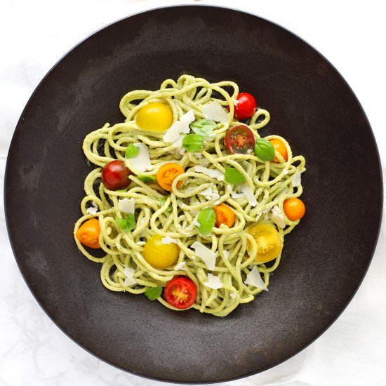 Creamy Basil Cashew Pasta - Recipe photo by Zestedlemon