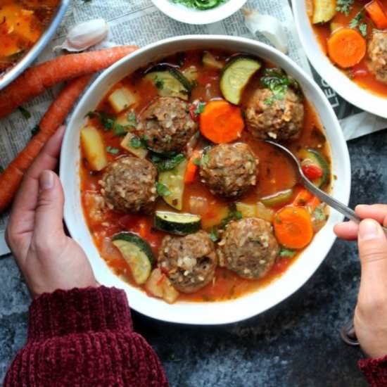 Vegan Albóndigas Soup - Recipe photo by EatFigsNotPigs