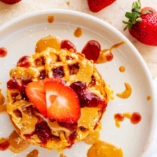 Peanut Butter Chaffles - Recipe photo by KickingCarbs