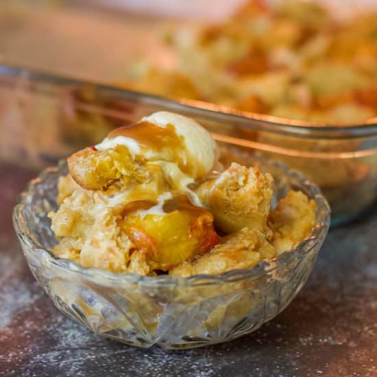 Peach Bread Pudding & Caramel Sauce - Recipe photo by HIldaskitchenblog