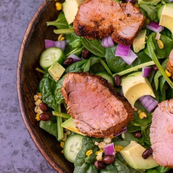 Cajun Pork Tenderloin Spinach Salad - Recipe photo by smackofflavor