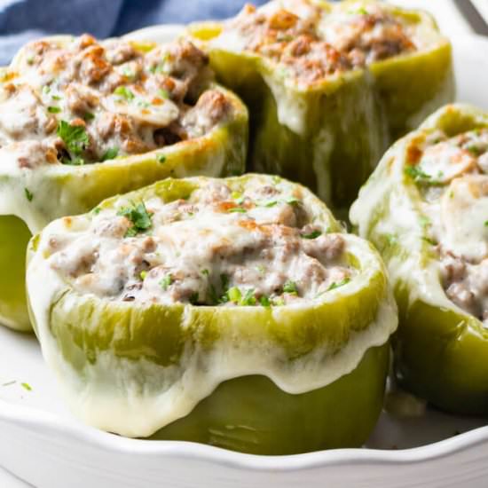 Philly Cheesesteak Stuffed Peppers - Recipe photo by lowcarbmaven