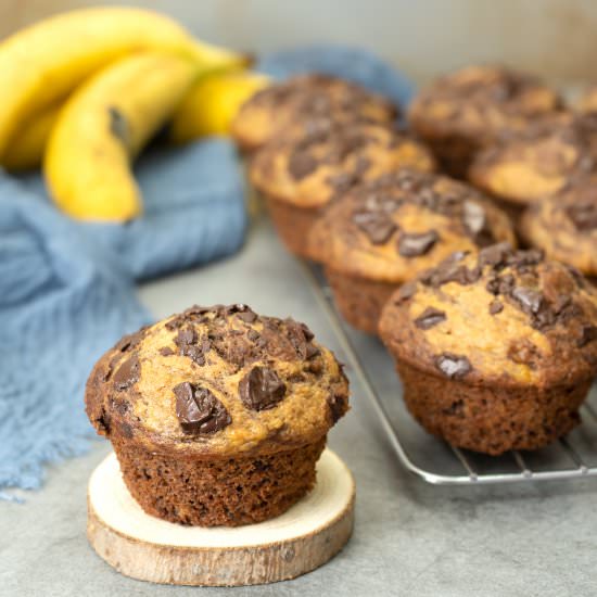 Banana PB Chocolate Muffins - Recipe photo by El Mundo Eats