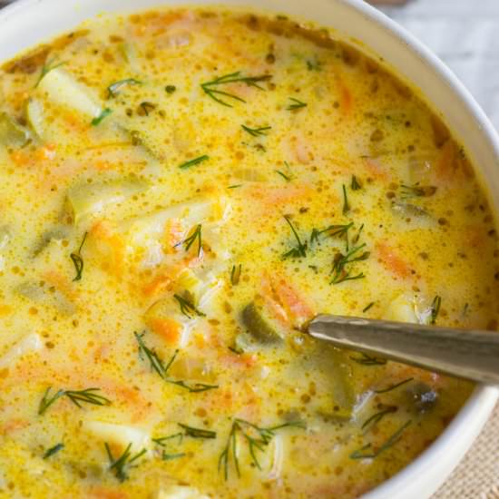 Polish Dill Pickle Soup - Recipe photo by lavenderandmacarons