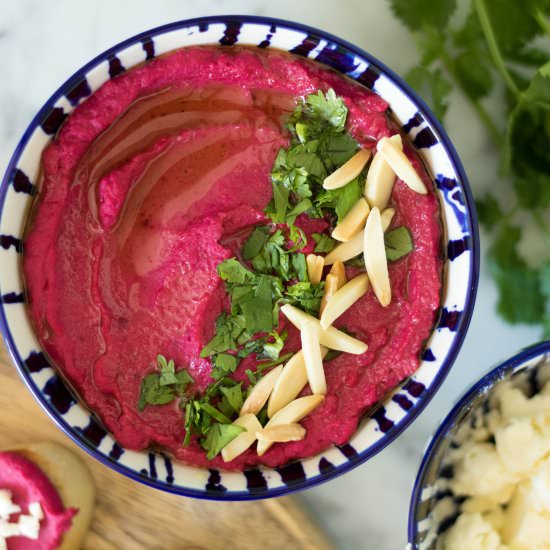Fresh pink beetroot hummus - Recipe photo by lifestyleofafoodie