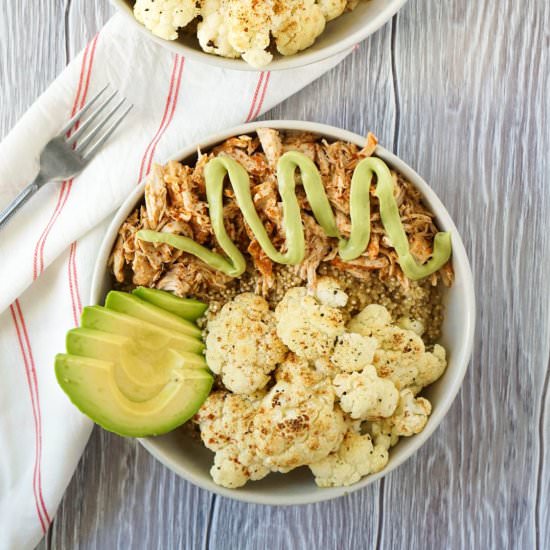 Chili Lime Pulled Chicken Quinoa Bo - Recipe photo by jzeats