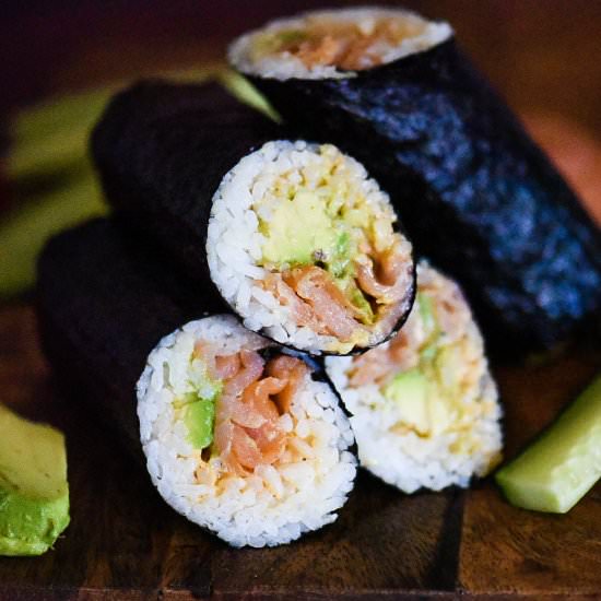 Smoked Salmon Sushi Burrito - Recipe photo by dudethatcookz