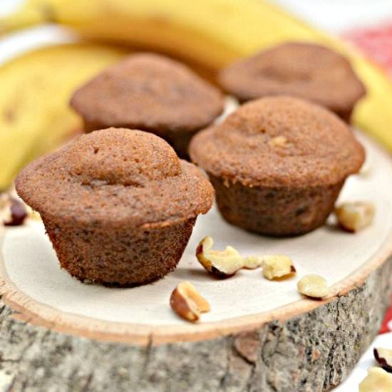 Banana Nut Mini Muffins - Recipe photo by Skinny Sweets