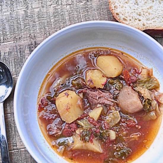 Portuguese Bean & Greens Soup - Recipe photo by Kitchengetaway