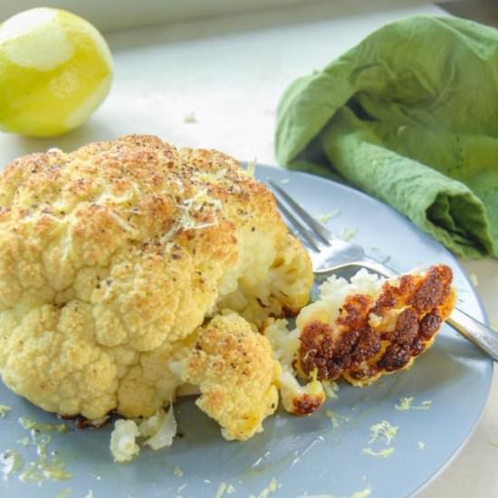 Whole Roasted Cauliflower - Recipe photo by Willamettetransplant