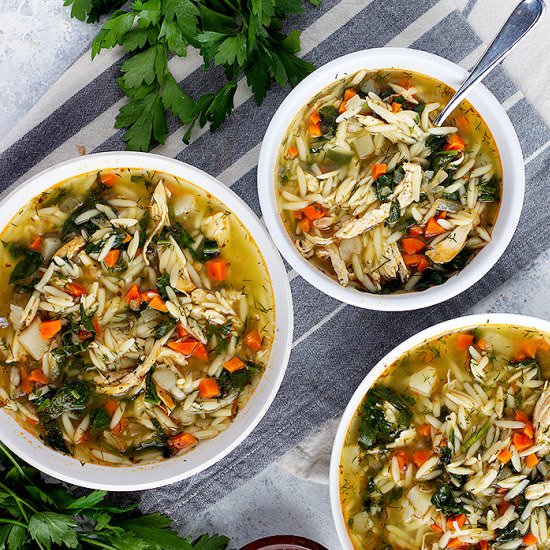 Greek Lemon Chicken Orzo Soup Recip - Recipe photo by unicorns in the kitchen
