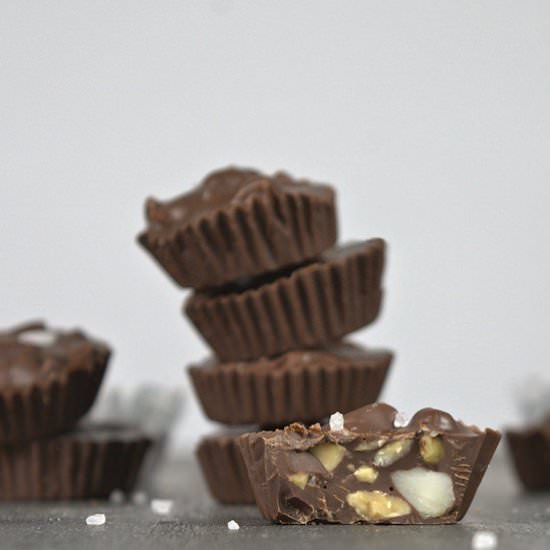 Dark Chocolate Nut Cups - Recipe photo by agourmetfoodblog