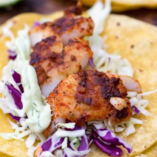 Traeger blackened fish tacos - Recipe photo by Or Whatever You Do