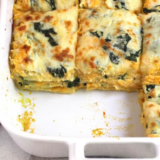 Butternut Squash Lasagna w/ Spinach - Recipe photo by suebeehomemaker