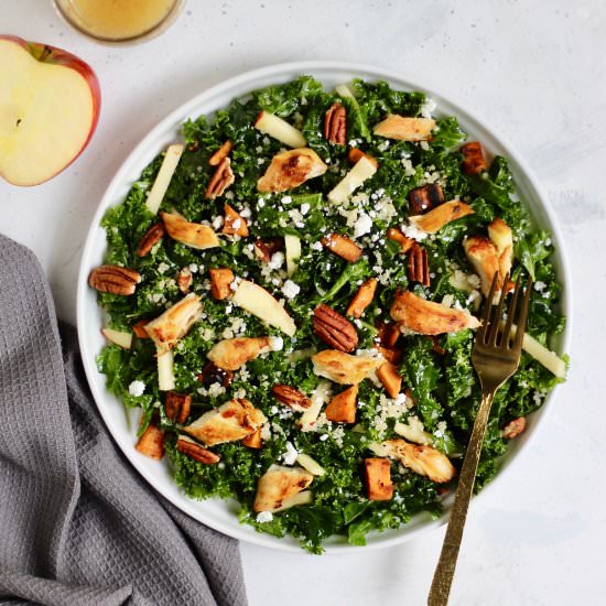 Massaged Fall Kale Chicken Salad - Recipe photo by cheerfulchoices