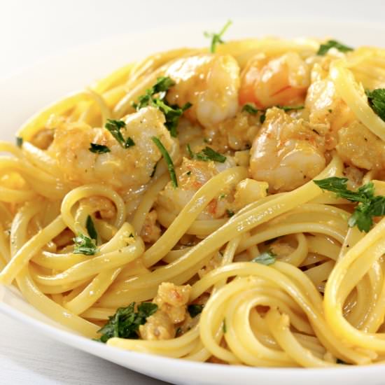 Linguine With Pink Shrimp Sauce - Recipe photo by explorecookeat