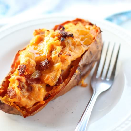Savory Twice Baked Sweet Potatoes - Recipe photo by Buy This Cook That