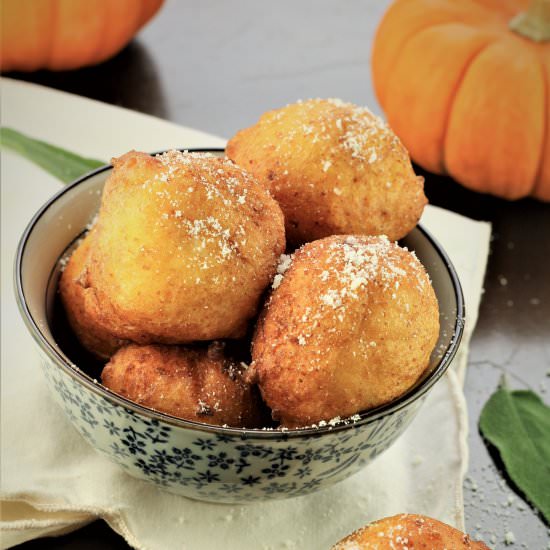 Savory Pumpkin Ricotta Fritters - Recipe photo by Mangia Bedda